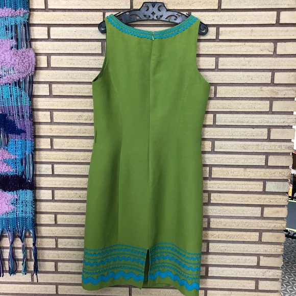 Vintage Style Olive Linen Blend Shift Dress - Chetta B - Size 10 - Midi Dress - Picture 7 of 15